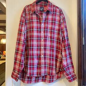 VTG 90s Gap Red Plaid Button Up Shirt Men's Sz XL 100% Cotton